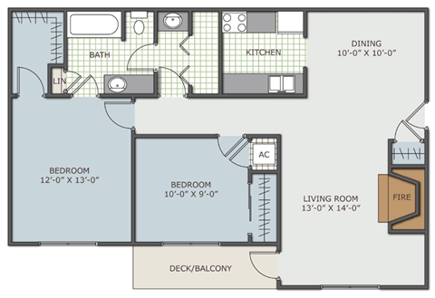 floor plan of two bedroom apartment
